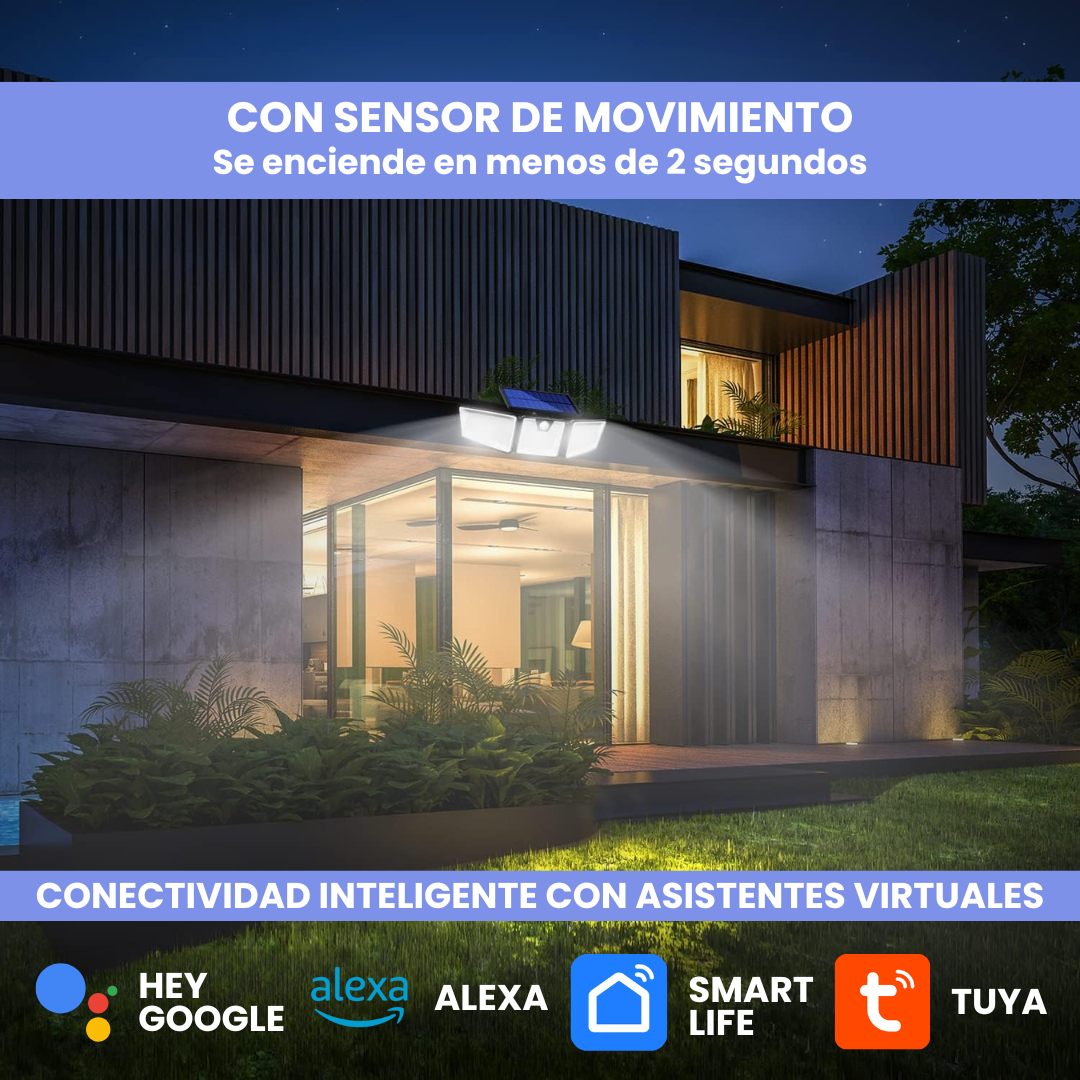 Lámpara Solar LED con Sensor de Movimiento y Control por App Móvil